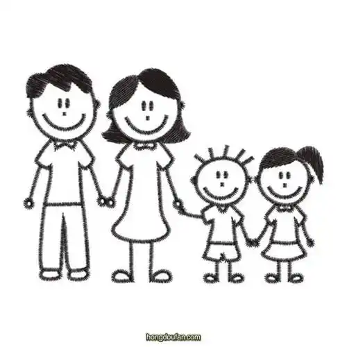 13张爸爸妈妈爷爷奶奶弟弟妹妹小猫小狗一家人手绘卡通简笔画