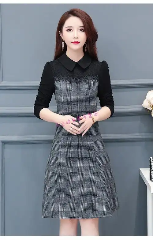 连衣裙2019新款冬季流行裙子气质冬装韩款秋冬女装高端长袖加绒加厚