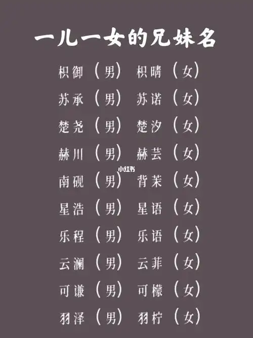 一儿一女的兄妹姐弟名字