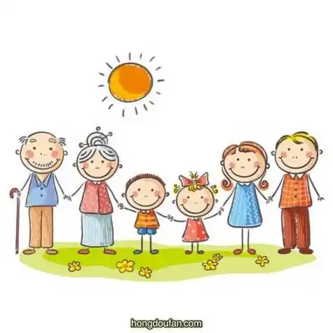 简笔画全家福5人头像