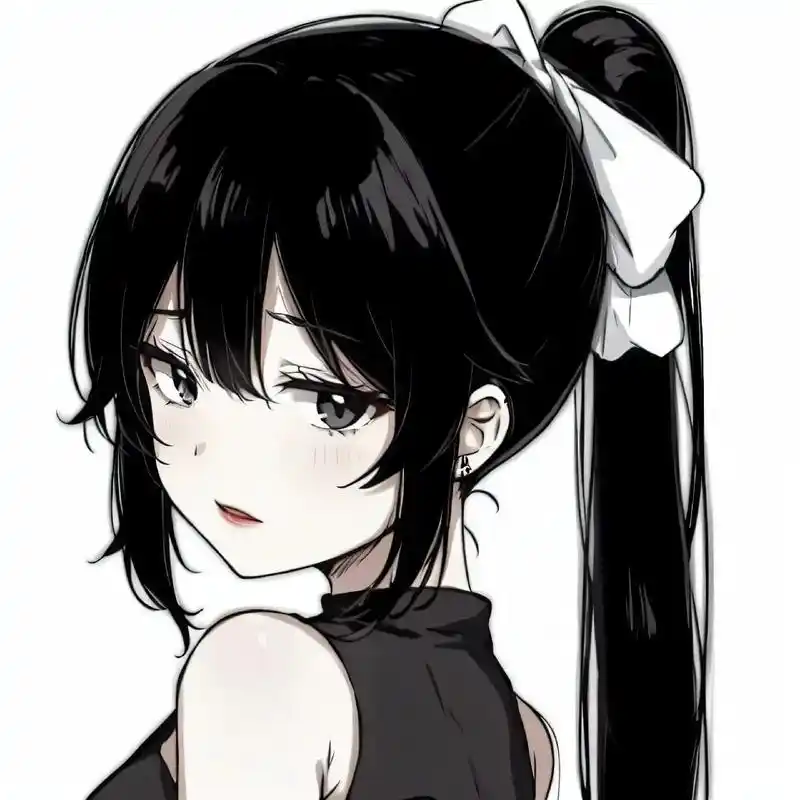 俏皮黑马尾#动漫女头 #优质头像 #女生头像 #二次元 #黑 - 抖音