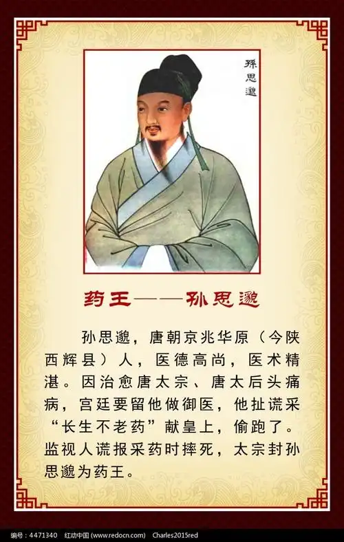 药王孙思邈人物介绍展板