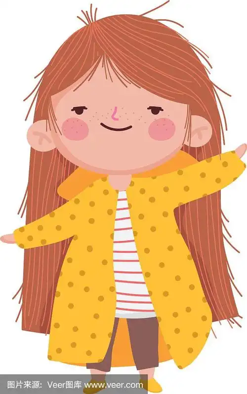 可爱的小女孩长头发在白色的背景