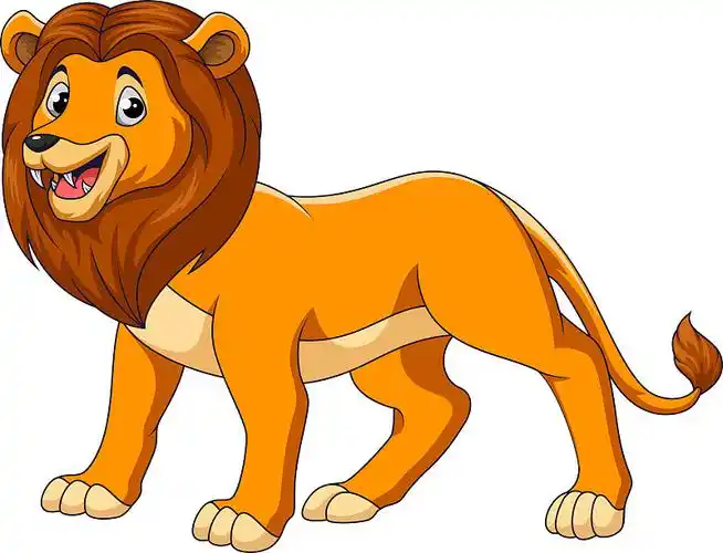 可爱的狮子卡通在白色的背景图片