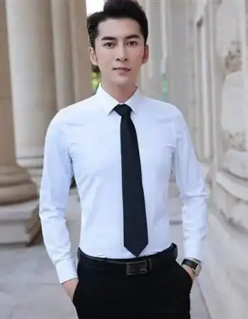 斯2019套装男士正装白衬衫面试修身大学生求职加领带毕2021白色长袖m