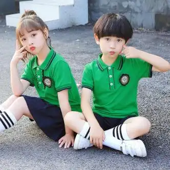 园服夏装儿童班服夏款宝宝中小学生夏季短袖校服定制毕业照 男童绿色