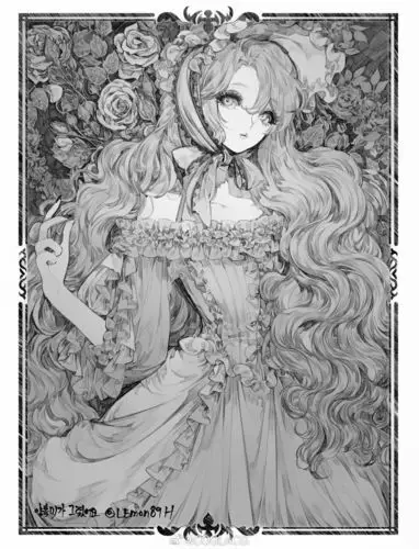 人物黑白动漫素材插画绘画线稿手绘女生男生长发短发