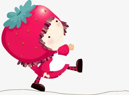 卡通人物插图可爱小姑娘走路