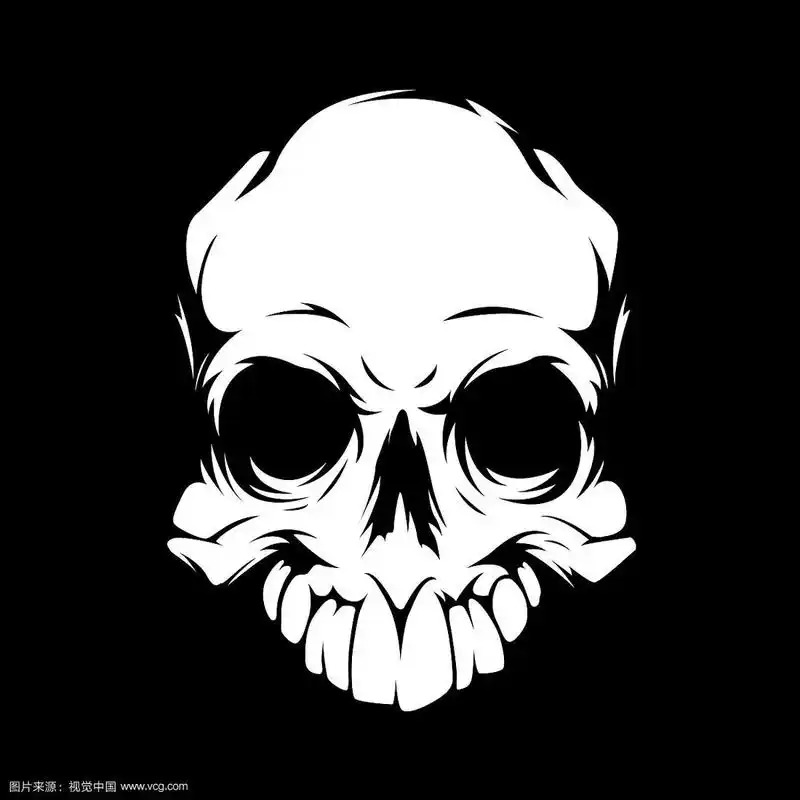 黑色背景上的白色骷髅