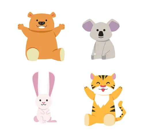 4款创意坐姿动物矢量素材