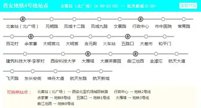 2021西安地铁4号线路图 西安地铁4号线站点图及运营时间