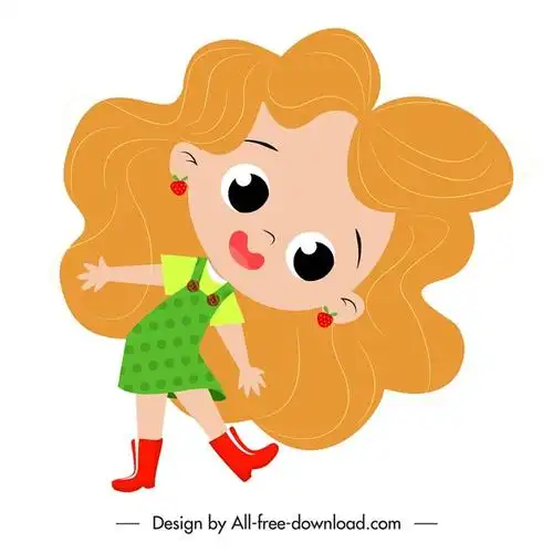 歪头女孩卡通图片