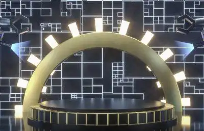 半圆弧舞台海报c4d模型,octane渲染