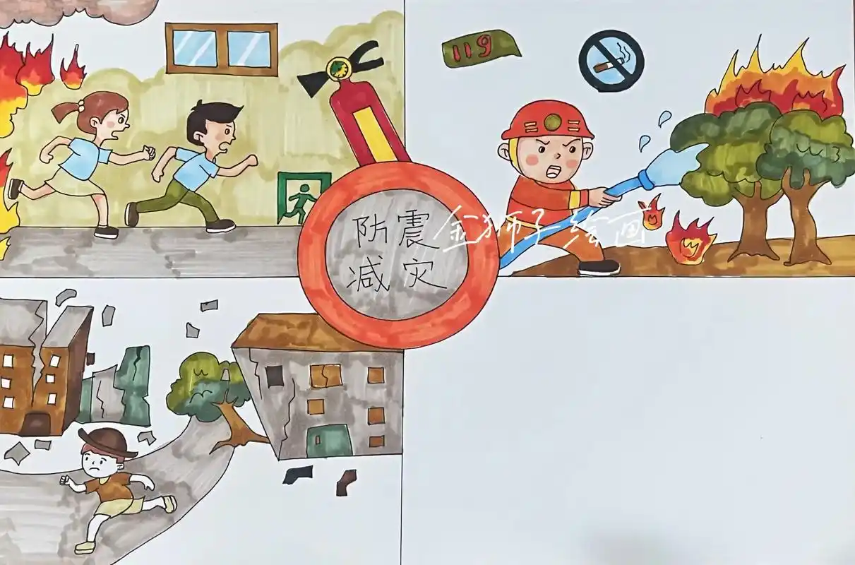 防震减灾#防震减灾 #画画 #消防员 #防震减灾手抄报 #防 - 抖音
