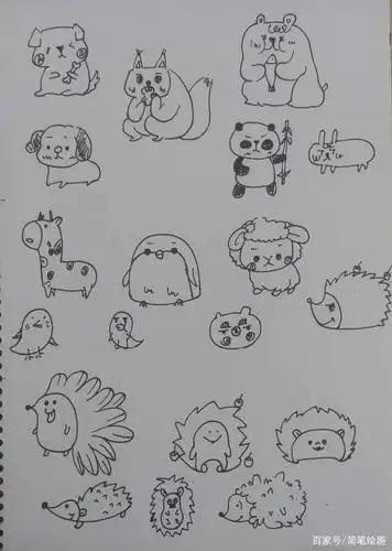简笔画素材-13种可爱动物简笔画素材,赶紧收藏剩一笔材料费