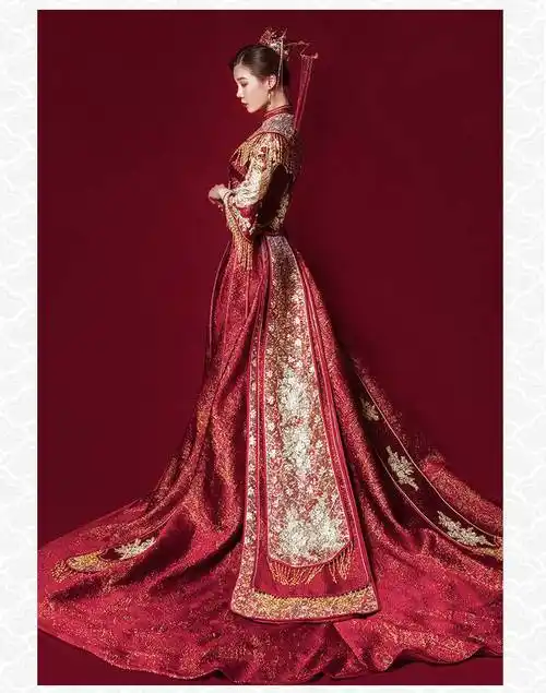 秀禾服新娘2022凤冠霞帔夏季结婚古装婚纱中式拖尾中国风嫁衣 花容月