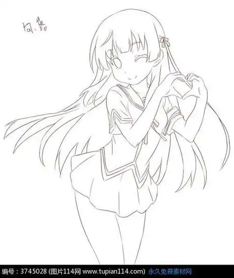 动漫人物简笔画少女