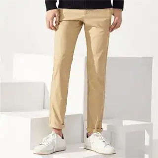 商品鸭鸭休闲裤男卡其色修身纯色直筒长裤男裤子agb745147