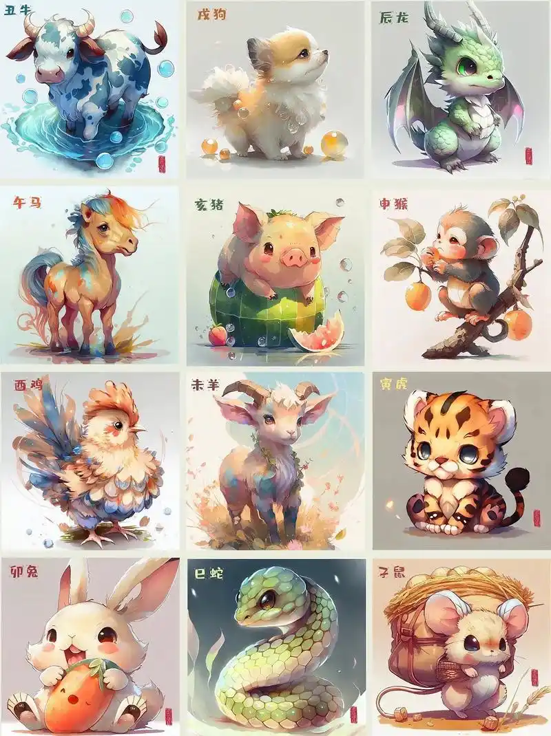 十二生肖插画#技术足下 - 抖音