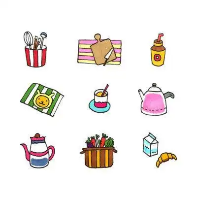 生活用品简笔画彩色有表情的