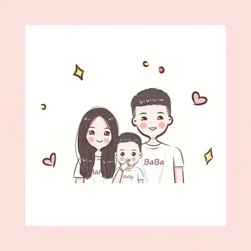 是穿亲子装的一家三口呀~客稿勿用#简笔画头像#幸福的一家三口#幸福一