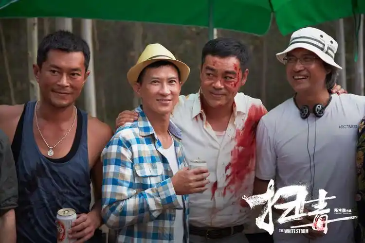 古天乐,张家辉,刘青云与陈木胜在《扫毒》片场(资料图)