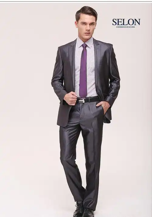 胜龙 职业男装批发 男士商务正装休闲西服套装韩版修身深灰结婚西装