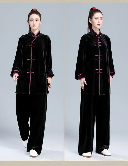 冬季加厚南韩绒武术太极服套装女中老年人武术练功服晨练服太极拳服装