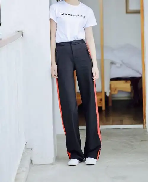 高腰校服裤直筒运动裤女学生韩版宽松原宿bf百搭长裤慢跑裤显高