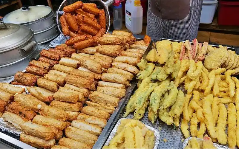 街头美食系列568 韩国油炸食品出售 韩国棒子高丽日本 料理 街边小吃