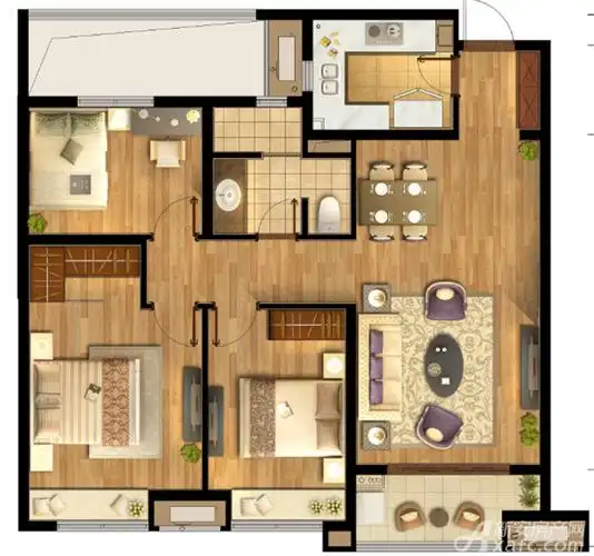 万科城三居105平米户型图_溪园105㎡户型3室2厅-新安房产网