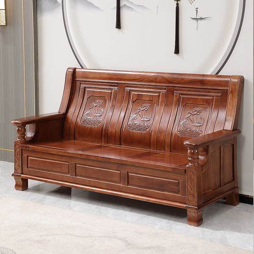 中式实木全实木沙发组合现t代客厅小户型农村老式木头家用凉椅沙