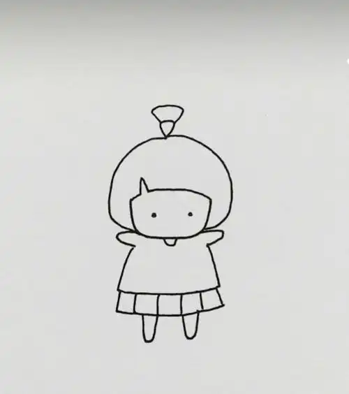 一组萌萌的小女孩简笔画图片素材