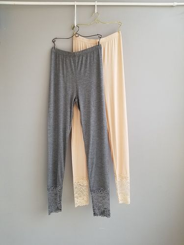 紧身裤脚蕾丝打底底裤莫代尔秋裤薄款女士线裤保暖裤