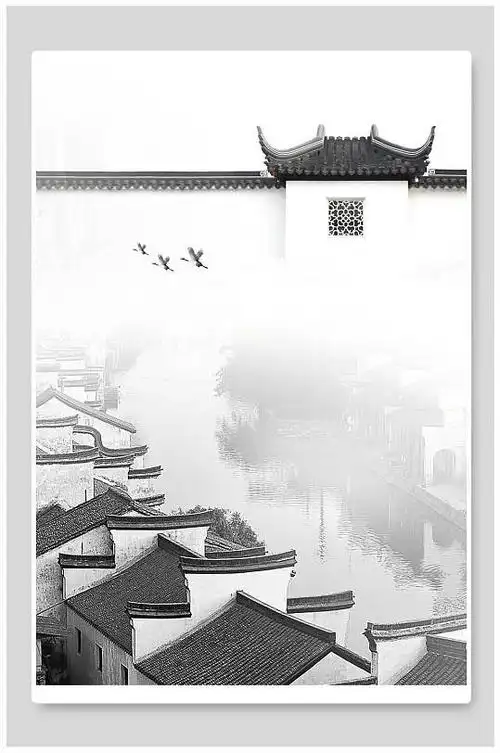 中国风背景江南徽派建筑背景素材