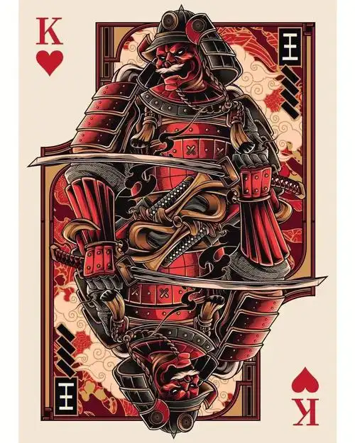 武士扑克牌纹身