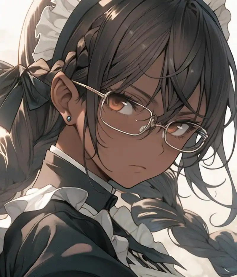 小麦色眼镜女仆 ai画师:さきたま#二次元美图# #我爱二次元# #二次元