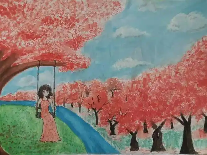 "樱"为遇见你!我县这些少年儿童绘画"惊艳"了春光~_樱花_红河县_中心