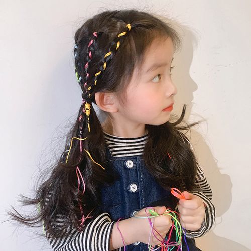 6根装 彩色编发绳儿童脏脏辫渐变色夜光扎发头绳女孩洋气彩带发饰