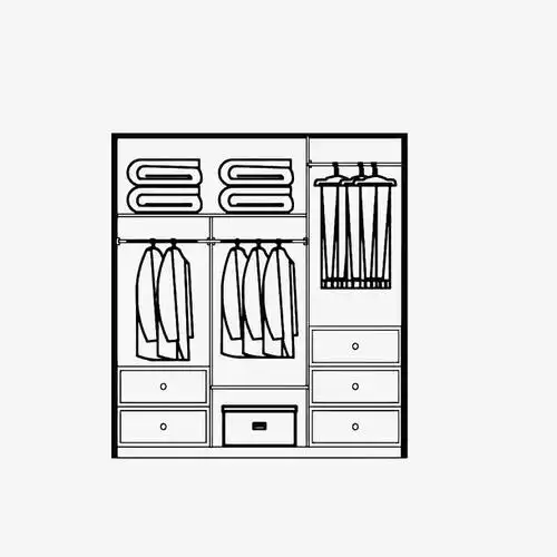 简笔手绘整齐的衣柜素材