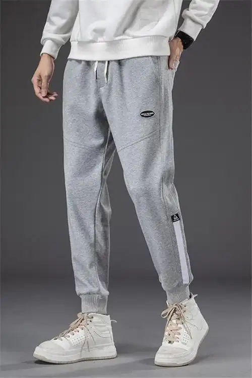 秋季卫裤男士韩版潮流运动裤百搭灰色束脚九分裤宽松休闲长裤子男