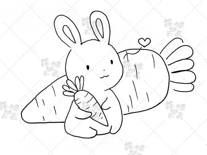 中秋节的小兔子简笔画又可爱