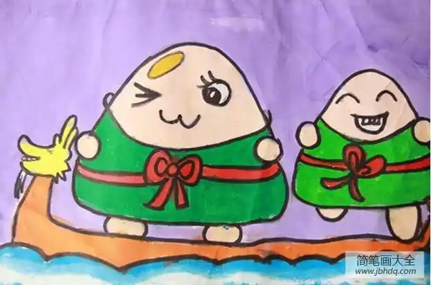端午节粽子水粉画作品之开心的小粽子_端午节儿童画-画画图片大全