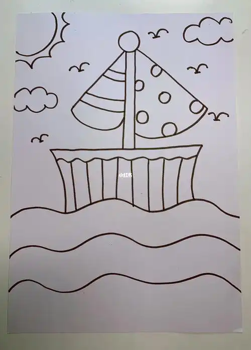 作品:小帆船7715#儿童美术  #简笔画教程  #马克笔儿童画  #简笔