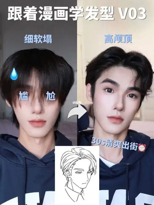 跟着漫画学发型day3男生日常简单背头教程