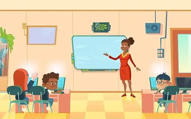 老师 学生 上课 课堂 互动卡通青春校园插画