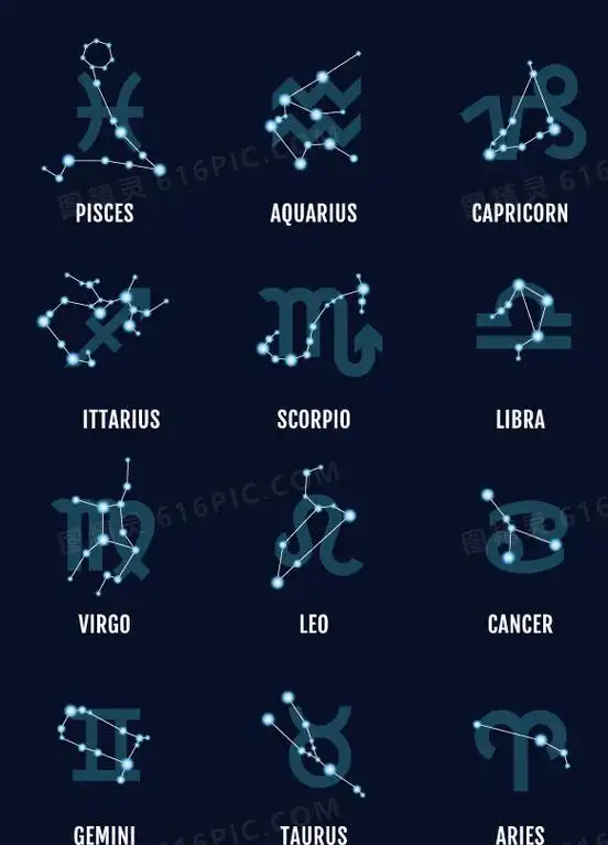 插画十二地支十二星座星空十二节气十二星座十二星座处女座矢量十二