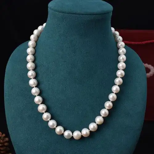 10-11mm高档珍珠项链 天然淡水大颗粒珠子送长辈礼物近圆礼盒套装