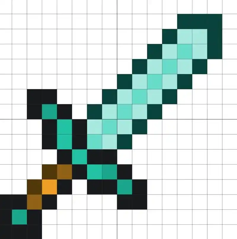 我的世界钻石剑像素画(8)