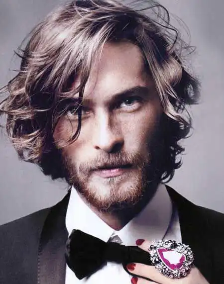 男士微卷中长发发型图片睡不醒style